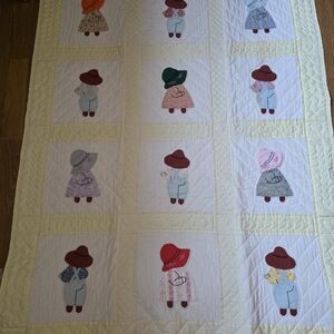 Handmade Sunbonnet Sue Applique Quilt - Multi Color